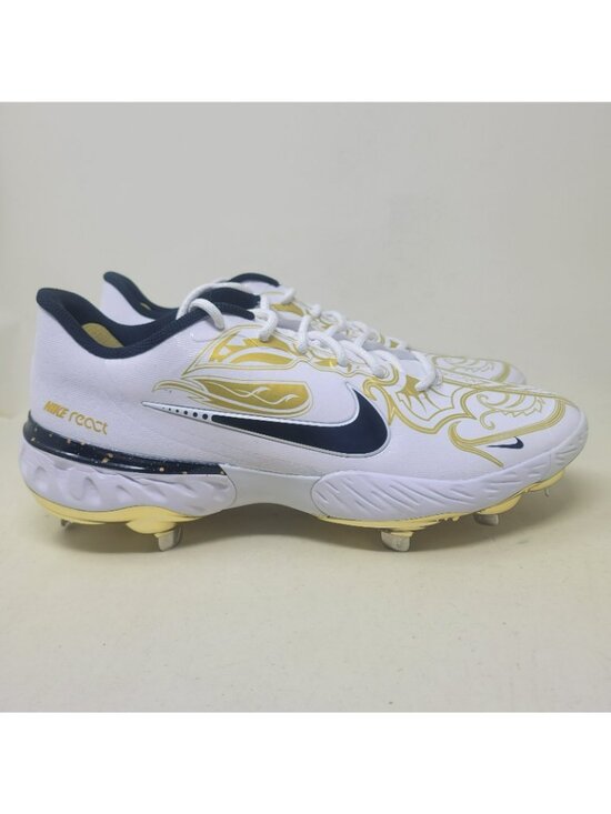 Nike Alpha Huarache Elite 3 Premium Low Men\'s Size 11.5 White Metallic Gold main image 7